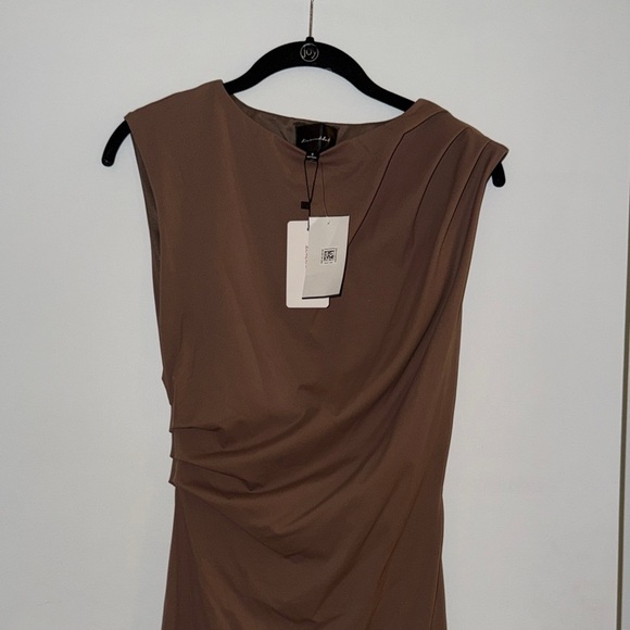 Bloomingdale's Line & Dot Tan Midi Dress - NWT Size Small - Picture 4 of 9